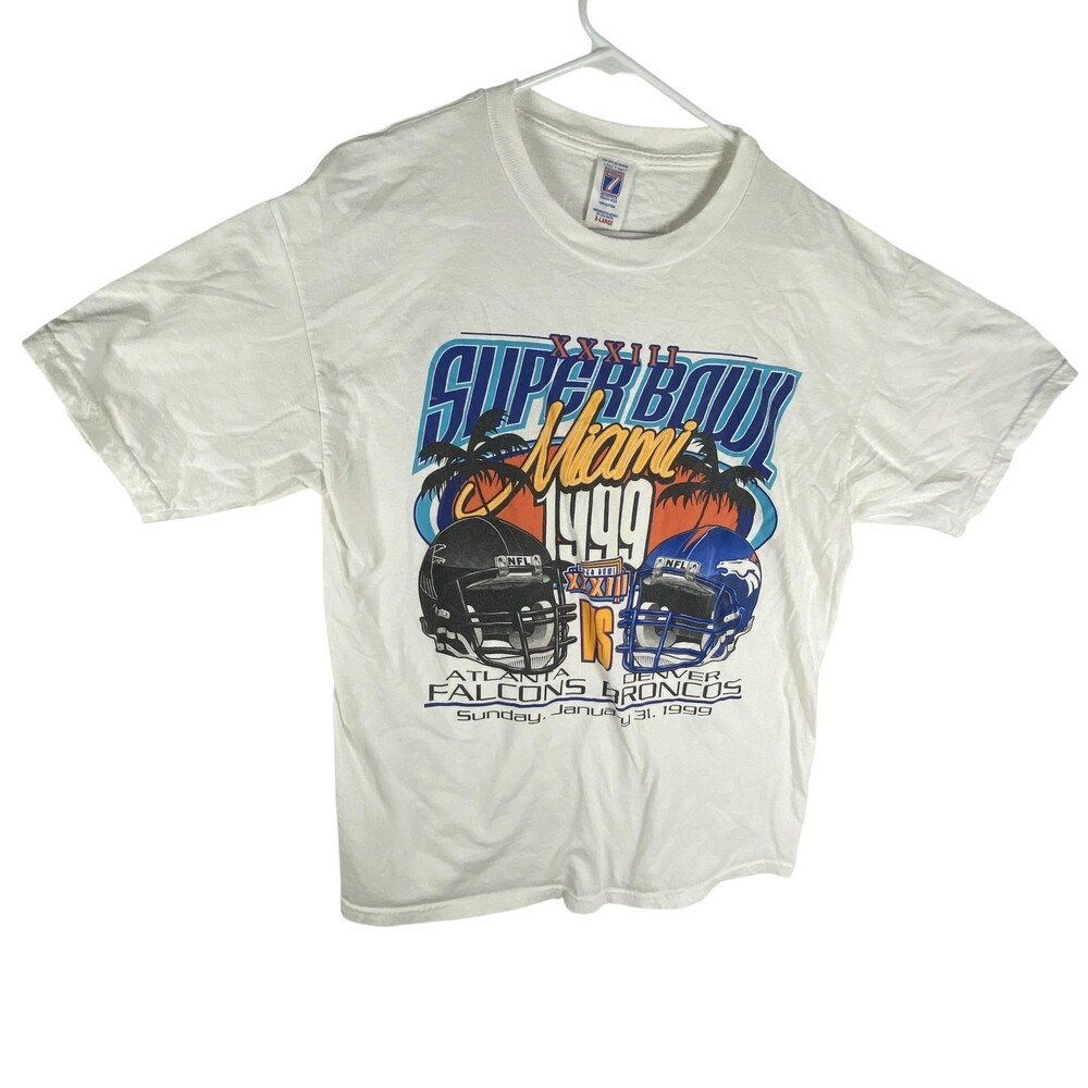 Vintage Super Bowl XXXIII Miami Shirt Mens XL NFL Football Falcons Broncos 90s